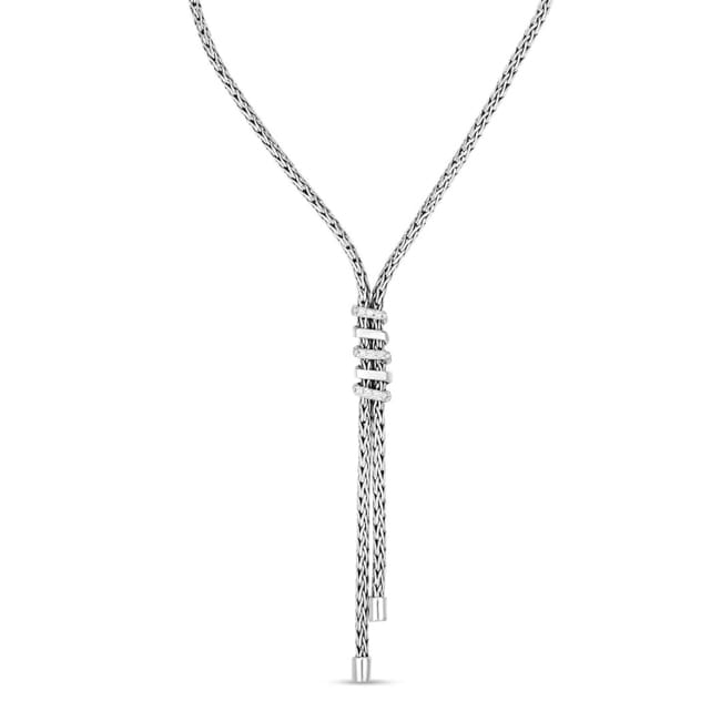 Sterling Silver Spiral Sapphire Lariat Woven Necklace - JewelryNest