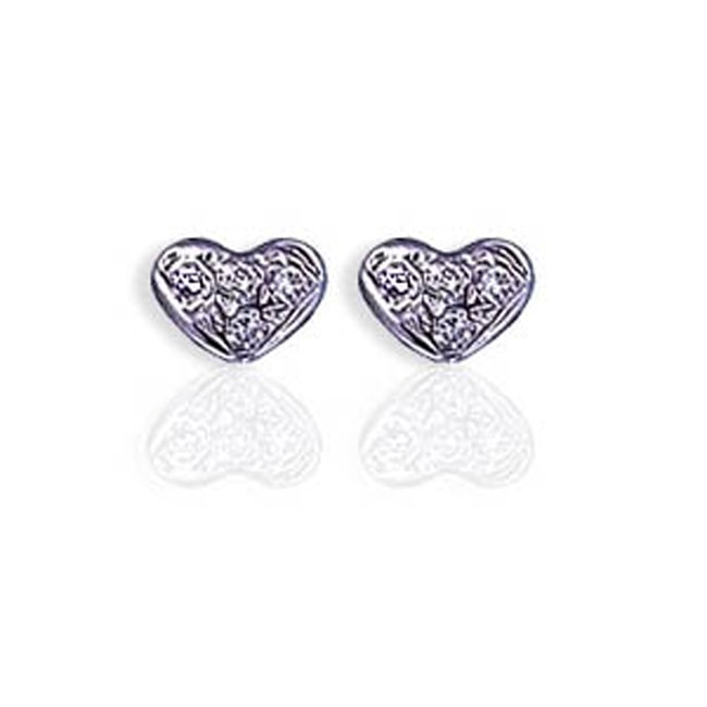 14k Gold Diamond Heart - Shape Earrings Stud (0.08 ct.tw) - JewelryNest