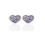 14k Gold Diamond Heart - Shape Earrings Stud (0.08 ct.tw) - JewelryNest