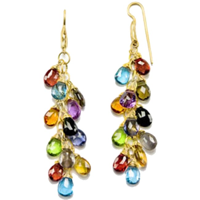 14k Gold Briolette Teardrop Gemstone Earrings (16.8.cts.tw) - JewelryNest