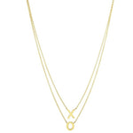 14k Yellow Layered Double Strand X and O Necklace (3.10.gr.tw) - JewelryNest
