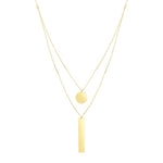 14K Yellow Gold Round Disc Bar Multi - Strand Necklace (2.6.gr.tw) - JewelryNest
