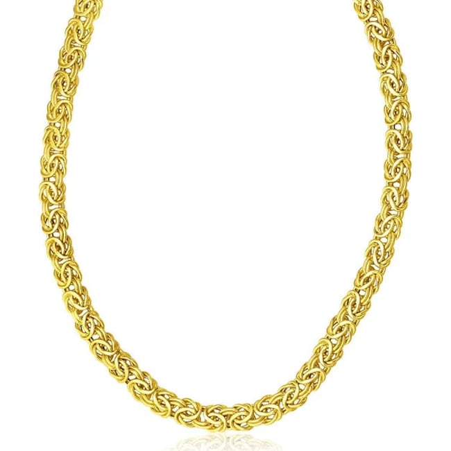 14k Solid Gold 9.0 mm Byzantine Necklace (23.10. gr.tw) - JewelryNest