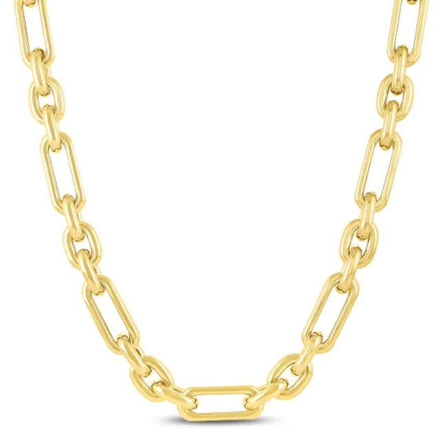 14K Yellow Gold Alternating Paperclip Links Chain (21.10 gr.tw) - JewelryNest