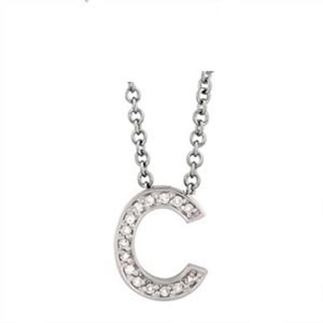 14k Gold Diamond Initial English Letter "C" Necklace (0.20.ct.tw) - JewelryNest