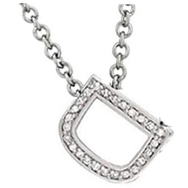 14k Gold Diamond Initial English Letter "D" Necklace (0.25.ct.tw) - JewelryNest