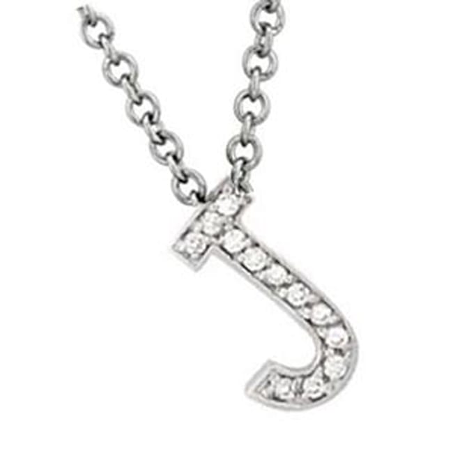 14k Gold Diamond English Initial Letter "J" Necklace (0.25.ct.tw) - JewelryNest