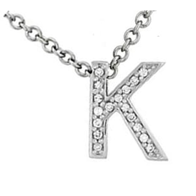 14k Gold Diamond Initial English Letter "K" Necklace (0.25.ct.tw) - JewelryNest