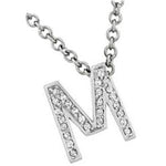 14k Gold Diamond Initial English Letter "M" Necklace (0.26.ct.tw) - JewelryNest