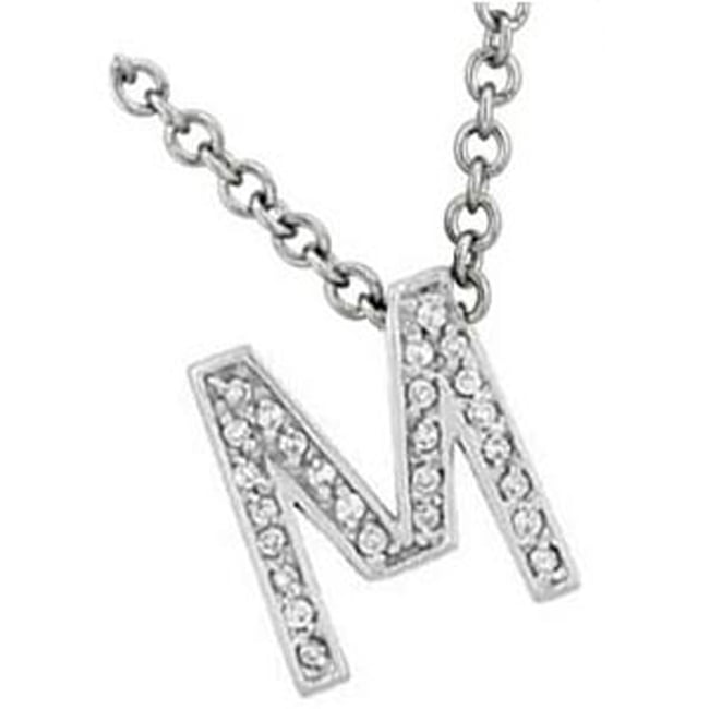 14k Gold Diamond Initial English Letter "M" Necklace (0.26.ct.tw) - JewelryNest