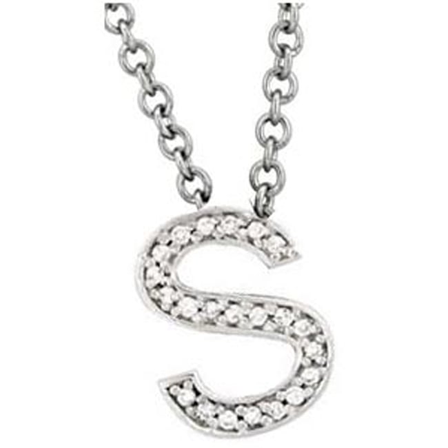 14k Gold Diamond Initial English Letter "S" Necklace (0.25.ct.tw) - JewelryNest