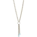 14k Solid Gold Tassel Blue Topaz Briolette Necklace (3.0.cts.tw) - JewelryNest