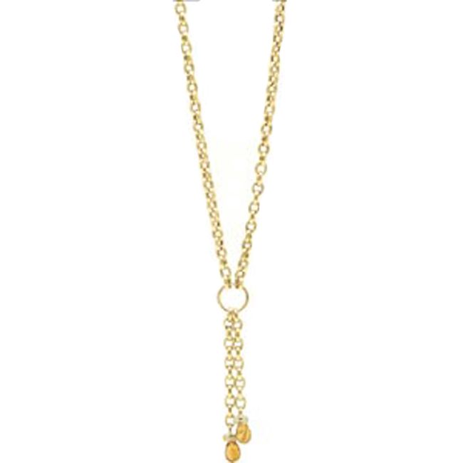 14k Solid Gold Briolette Citrine Tassel Necklace (3.0.cts.tw) - JewelryNest