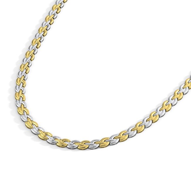 14k Gold Two - Tone Regency Braid Necklace (32.5.gr.tw) - JewelryNest