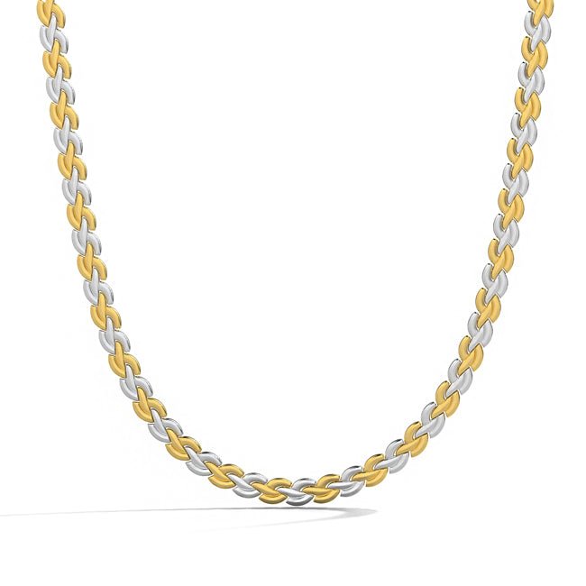 14k Gold Two - Tone Regency Braid Necklace (32.5.gr.tw) - JewelryNest