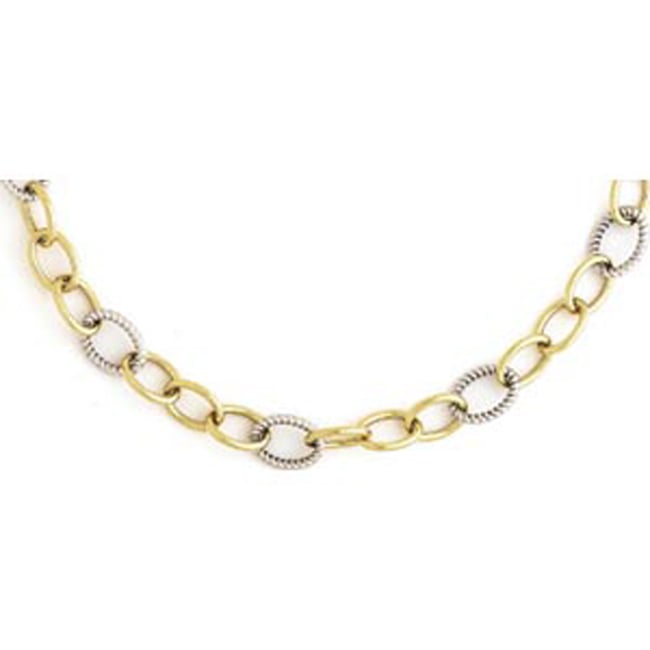 14k solid Gold Two - Tone Regency Contempo Necklace (18.6.gr.tw) - JewelryNest