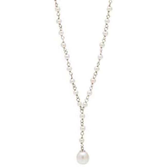 14K Cultured Freshwater Twisted Lariat Pearls Necklace - JewelryNest