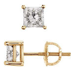 14k Gold Princess Cut Prong Diamond Stud Earrings (0.60.ct.tw) - JewelryNest