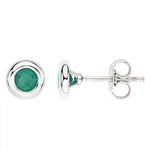 14k Gold Round Emerald Bezel Earrings Stud (0.50.ct.tw) - JewelryNest