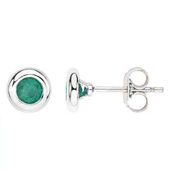 14k Gold Round Emerald Bezel Earrings Stud (0.50.ct.tw) - JewelryNest