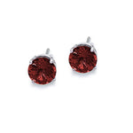 Sterling Silver Garnet Round Basket Earring Stud (1.0.ct.tw) - JewelryNest
