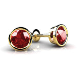 14K Round bezel Ruby Stud Earrings (1.32 cts.tw) - JewelryNest