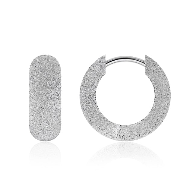 14k Solid White Gold Sparkle Cuddliest Huggie Earrings (4.0 gr.tw) - JewelryNest