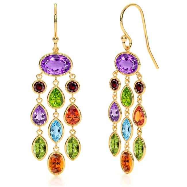 14K Yellow Semi - Precious Chandelier Dangle Earrings (12.5.cts.tw) - JewelryNest