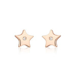 14k Solid Gold Flat Star Diamond Stud (0.04.ct.tw) - JewelryNest