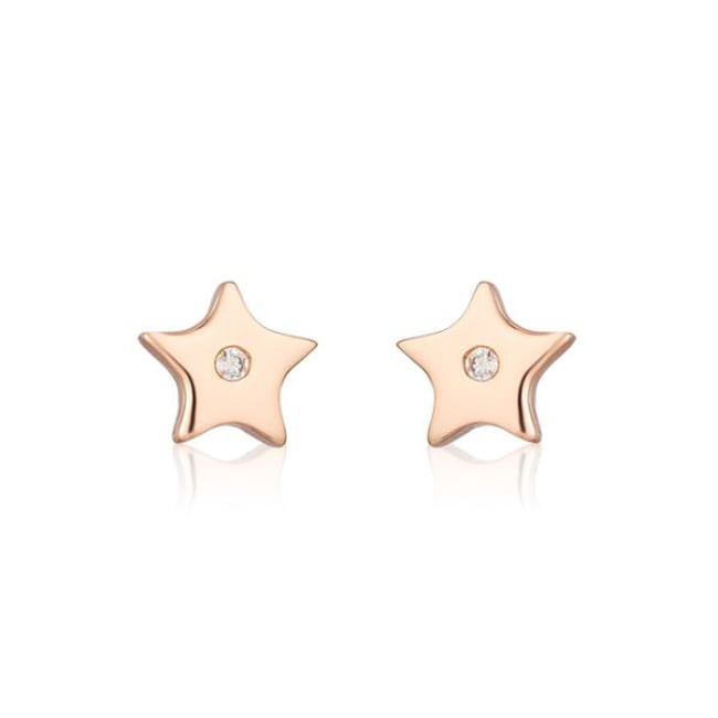 14k Solid Gold Flat Star Diamond Stud (0.04.ct.tw)