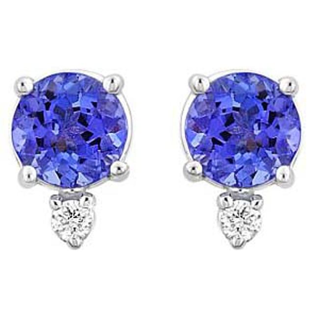 14k Gold Round Triple A Tanzanite Diamond stud (1.40.cts.tw) - JewelryNest