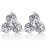 14k Solid Gold Three - Stone Diamond Pyramid Earrings (0.60.ct.tw) - JewelryNest