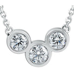 14k White Gold Three Stone Diamond Pyramid Necklace (0.30.ct.tw) - JewelryNest