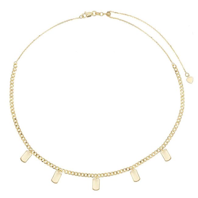 14k Solid Gold Dog Tag Dangle Charm Necklace (8.0.gr.tw) - JewelryNest