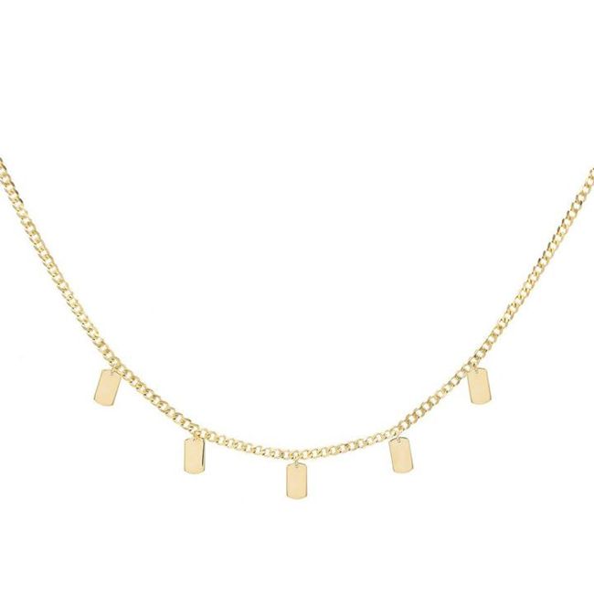 14k Solid Gold Dog Tag Dangle Charm Necklace (8.0.gr.tw) - JewelryNest