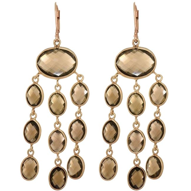 Sterling Silver Checkerboard Gemstone Chandelier Dangle Drop Earrings (30.0.cts.tw) - JewelryNest