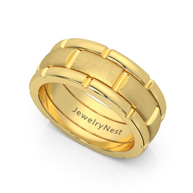 14k Yellow gold Unique Wedding Band Comfort - Fit Band (12.0 gr. tw) - JewelryNest