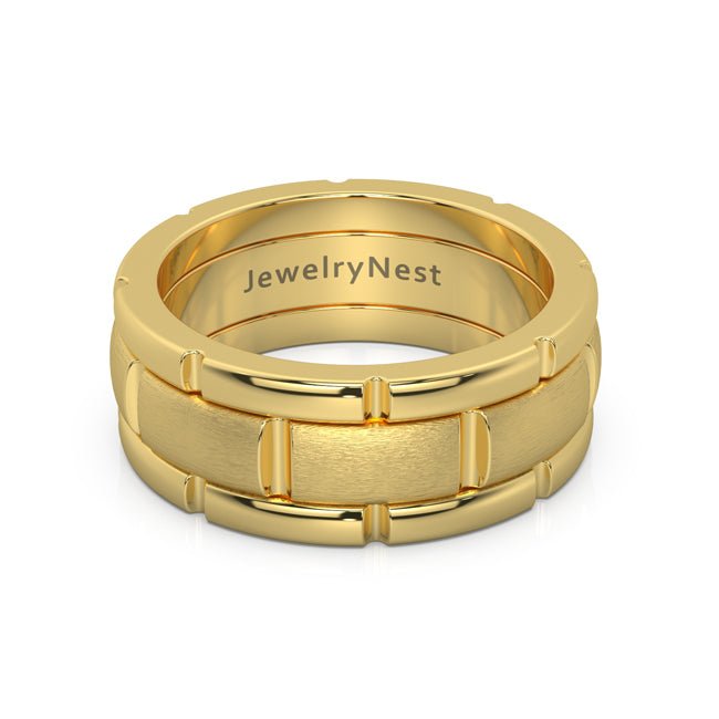 14k Yellow gold Unique Wedding Band Comfort - Fit Band (12.0 gr. tw) - JewelryNest