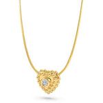 14k Gold Diamond Heart - shaped Caviar Necklace (0.03.ct.tw) - JewelryNest