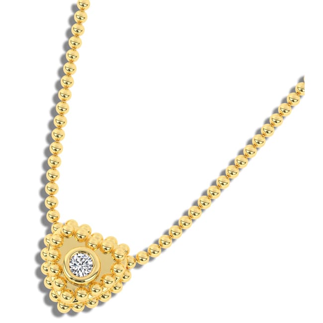 14k Gold Heart - shaped Caviar Diamond Necklace (0.03.ct.tw) - JewelryNest