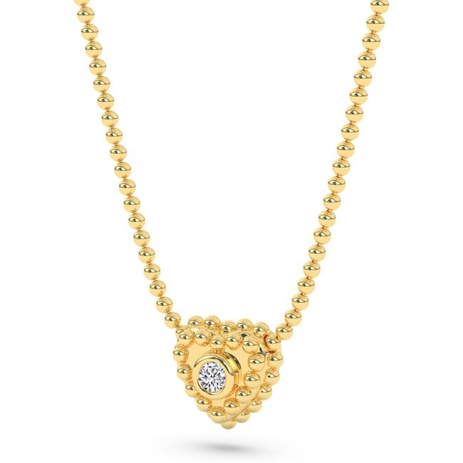 14k Gold Heart - shaped Caviar Diamond Necklace (0.03.ct.tw) - JewelryNest