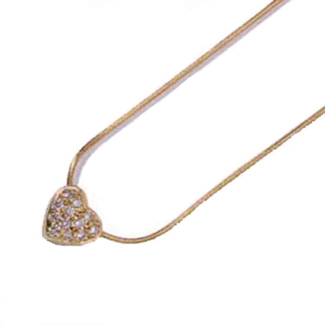 14k Yellow Gold Diamond Heart - shaped Necklace (0.24.ct.tw) - JewelryNest