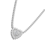 14k White Gold Diamond Heart - Shaped Caviar Necklace (0.03.ct.tw) - JewelryNest