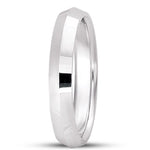 14k White Knife Edge Design Plain Wedding Band (3.0 mm) - JewelryNest
