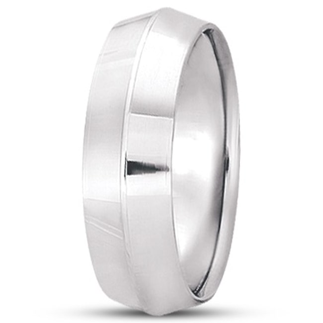 14k White Knife Edge Plain Designer Band (7.0 mm) - JewelryNest