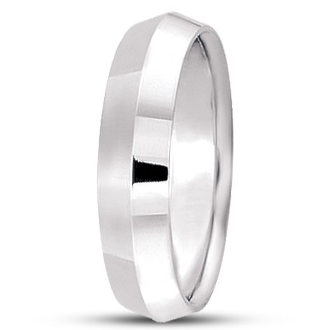 14k Solid White Knife Edge Plain Design Wedding Band (6.0 mm) - JewelryNest