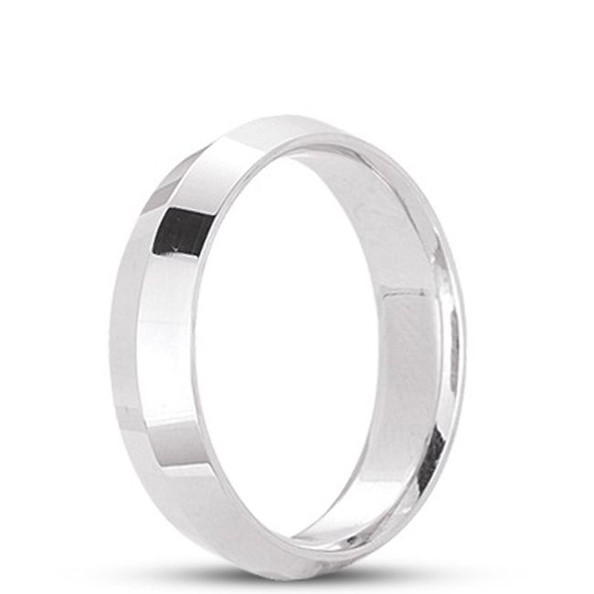 14k Solid White Knife Edge Plain Design Wedding Band (6.0 mm) - JewelryNest