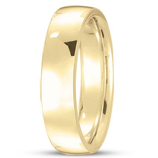 14k Plain Gold Low Dome Comfort Fit Wedding Band (5.0 mm) - JewelryNest