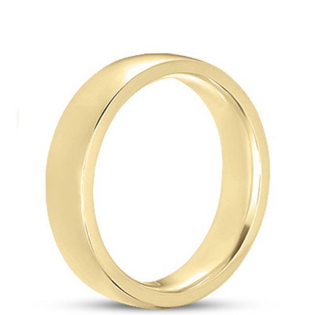 14k Plain Gold Low Dome Comfort Fit Wedding Band (5.0 mm) - JewelryNest