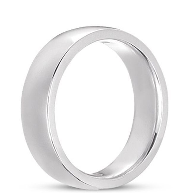 14k Low Dome Comfort Fit White Wedding Band (6.0 mm) - JewelryNest